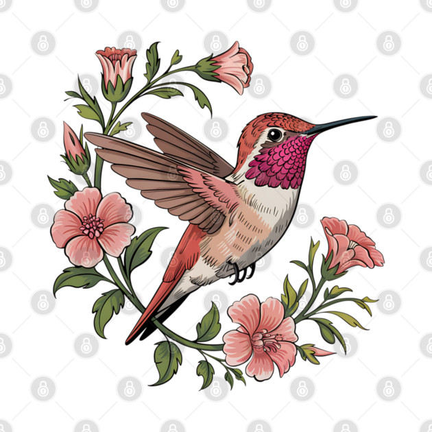 Rufous Hummingbird Among Blossoms by BirdsnStuff