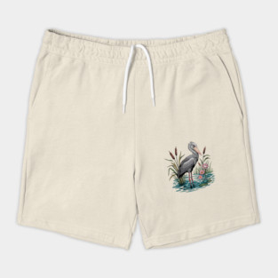 Shoebill Stork Among Wetland Flowers Shorts