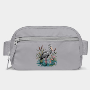 Shoebill Stork Among Wetland Flowers Bag