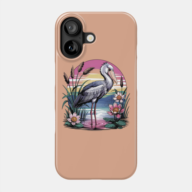 Majestic Shoebill Stork at Sunset for Birdwatchers Phone Case by BirdsnStuff