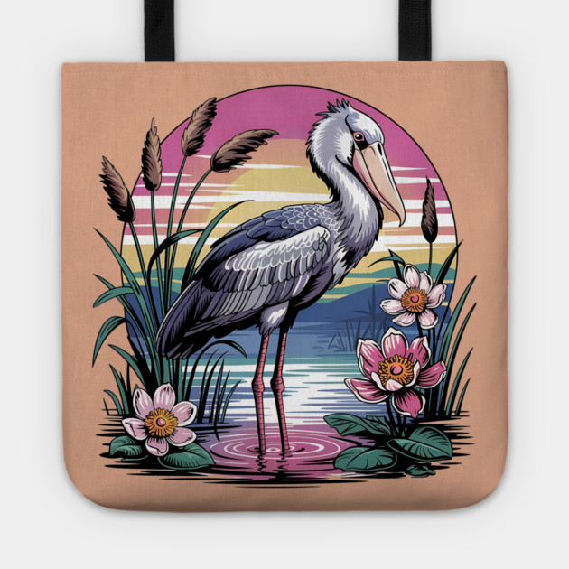 Majestic Shoebill Stork at Sunset for Birdwatchers Tote by BirdsnStuff