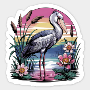 Majestic Shoebill Stork at Sunset for Birdwatchers Magnet