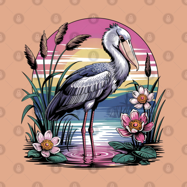 Majestic Shoebill Stork at Sunset for Birdwatchers by BirdsnStuff