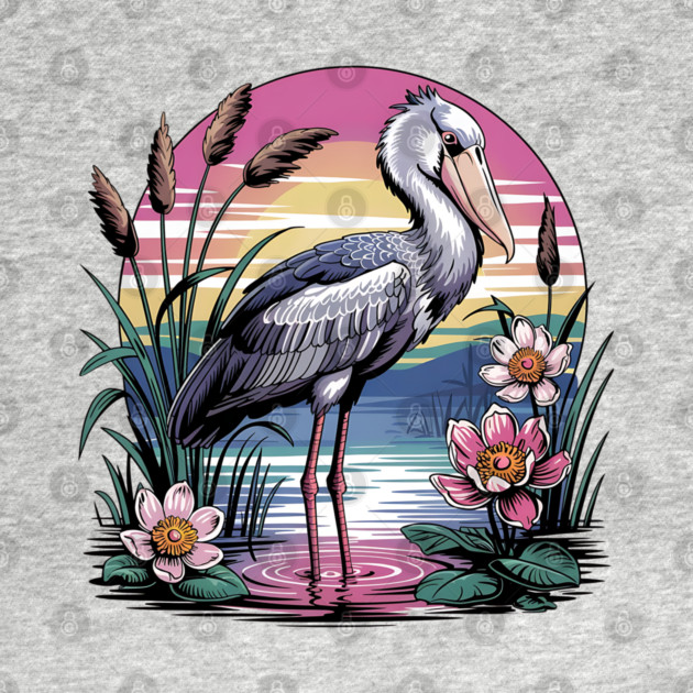 Majestic Shoebill Stork at Sunset for Birdwatchers by BirdsnStuff