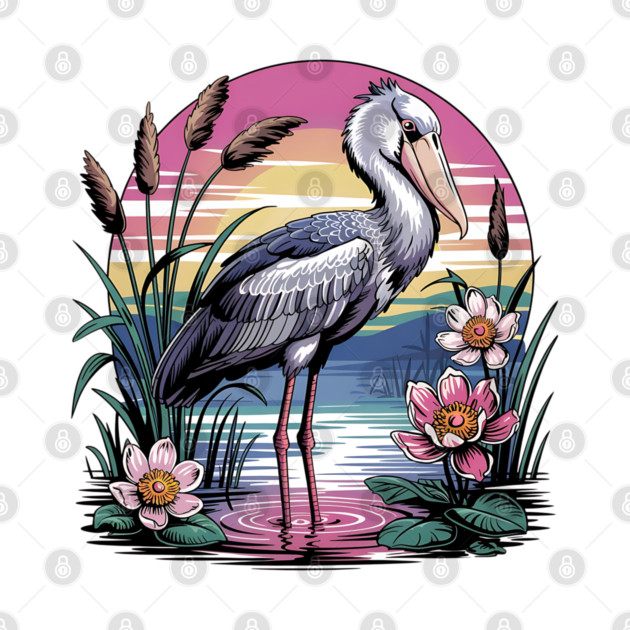 Majestic Shoebill Stork at Sunset for Birdwatchers by BirdsnStuff