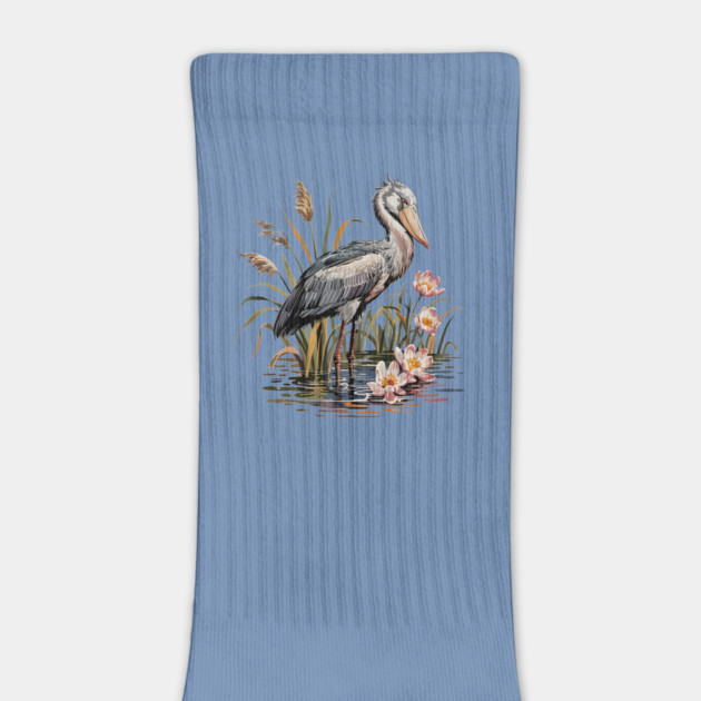 Vintage Shoebill Stork and Water Lily Design by BirdsnStuff