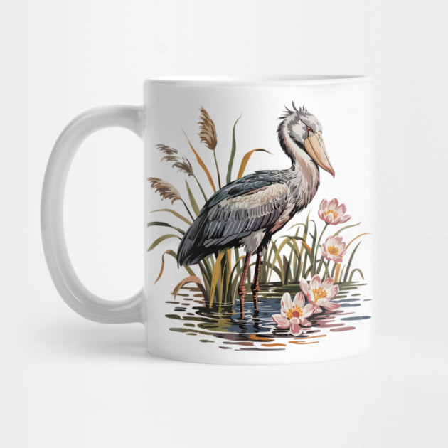 Vintage Shoebill Stork and Water Lily Design by BirdsnStuff