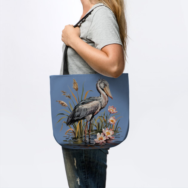 Vintage Shoebill Stork and Water Lily Design by BirdsnStuff