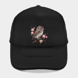 Whimsical Pygmy Owl with Blossoms Vintage Style Hat