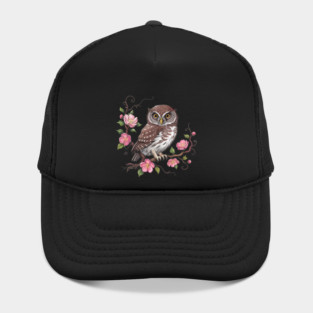 Pygmy Owl with Blossoms for Nature and Bird Lovers Hat