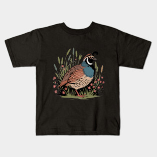 Wildflower Quail in Prairie Grass for Nature Fans Kids T-Shirt