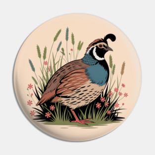 Wildflower Quail in Prairie Grass for Nature Fans Pin