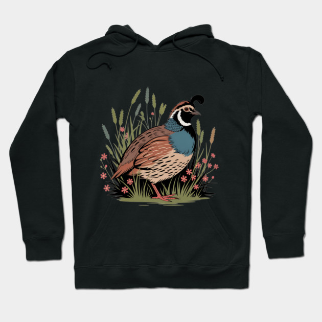 Wildflower Quail in Prairie Grass for Nature Fans Hoodie by BirdsnStuff