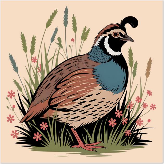 Wildflower Quail in Prairie Grass for Nature Fans Wall Art by BirdsnStuff