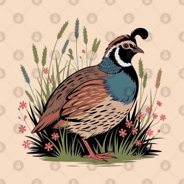 Wildflower Quail in Prairie Grass for Nature Fans by BirdsnStuff