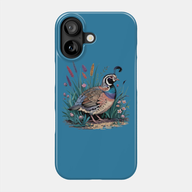 Vibrant Quail in Wild Meadow for Nature Lovers Phone Case by BirdsnStuff