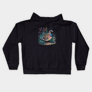 Vibrant Quail in Wild Meadow for Nature Lovers Kids Hoodie