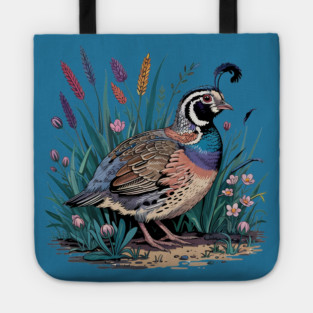 Vibrant Quail in Wild Meadow for Nature Lovers Tote