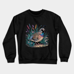 Vibrant Quail in Wild Meadow for Nature Lovers Crewneck Sweatshirt