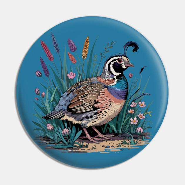 Vibrant Quail in Wild Meadow for Nature Lovers Pin by BirdsnStuff