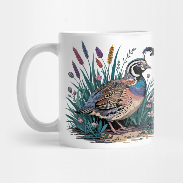 Vibrant Quail in Wild Meadow for Nature Lovers by BirdsnStuff