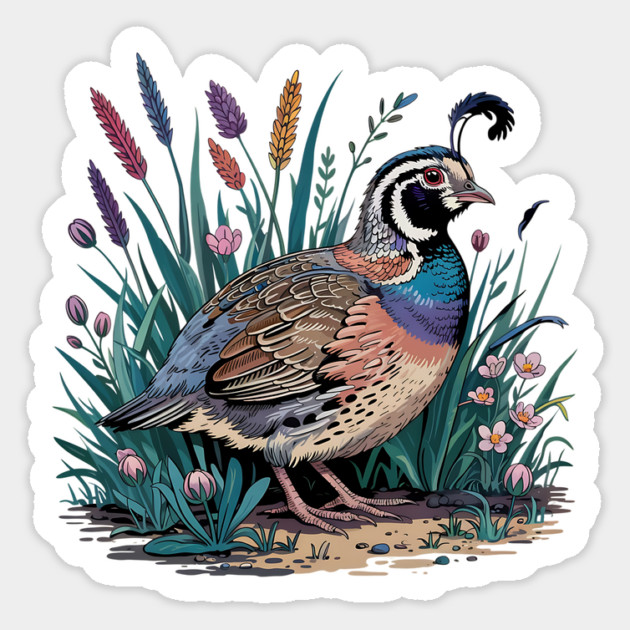 Vibrant Quail in Wild Meadow for Nature Lovers Magnet by BirdsnStuff