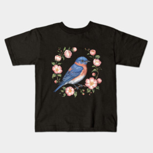 Eastern Bluebird in Blossoms for Nature Lovers Kids T-Shirt