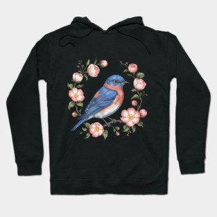 Eastern Bluebird in Blossoms for Nature Lovers Hoodie