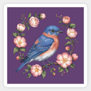 Eastern Bluebird in Blossoms for Nature Lovers Sticker