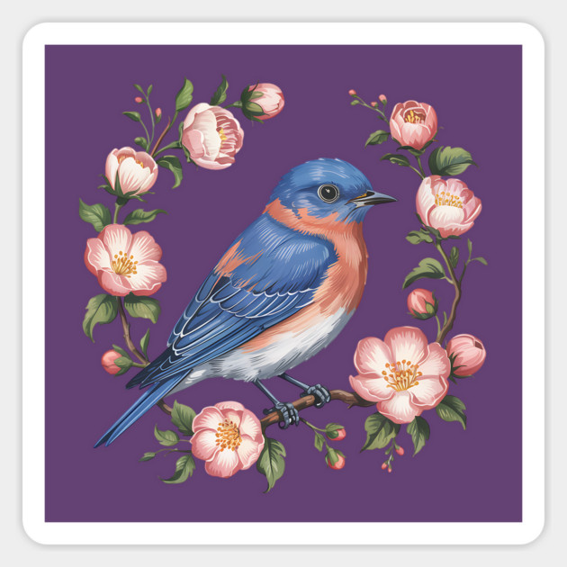 Eastern Bluebird in Blossoms for Nature Lovers Magnet by BirdsnStuff