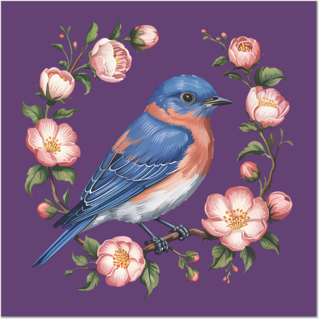 Eastern Bluebird in Blossoms for Nature Lovers Wall Art by BirdsnStuff