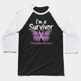 Fibromyalgia Warrior I'm A Survivor Fibromyalgia Awareness Baseball T-Shirt