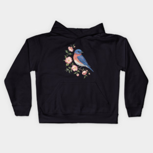 Eastern Bluebird Perched with Blossoms Kids Hoodie