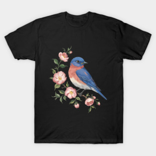 Eastern Bluebird Perched with Blossoms T-Shirt