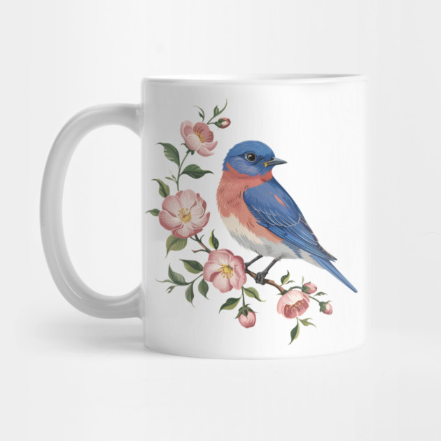 Eastern Bluebird Perched with Blossoms by BirdsnStuff