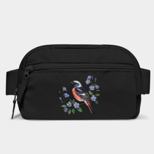 Redstart Bird Perched in Blue Floral Scene Bag