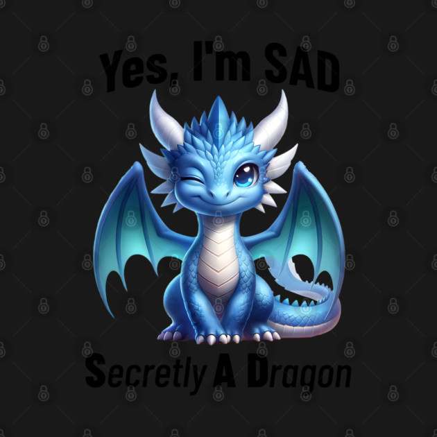 Yes, I'm SAD, Secretly A Dragon, cute winking dragon design by Luxinda