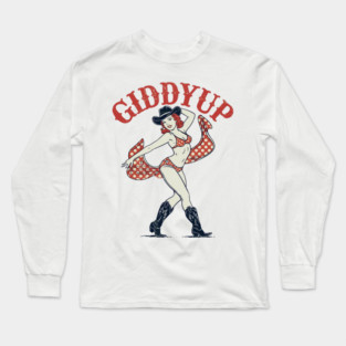 Cowgirl Pin-Up Girl Long Sleeve T-Shirt