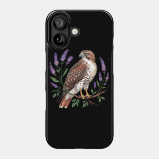 Vintage Red-Tailed Hawk Among Lavender and Wild Blooms Phone Case