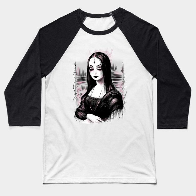 Goth Mona Lisa Baseball T-Shirt by H. R. Sinclair