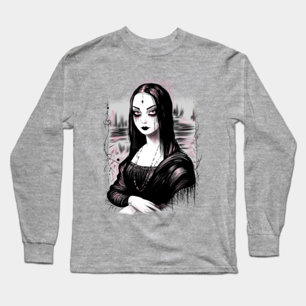 Goth Mona Lisa Long Sleeve T-Shirt by H. R. Sinclair