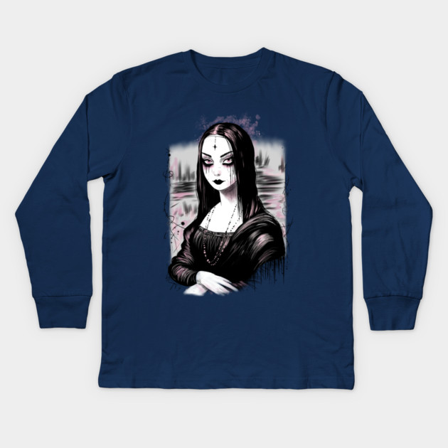 Goth Mona Lisa Kids Long Sleeve T-Shirt by H. R. Sinclair