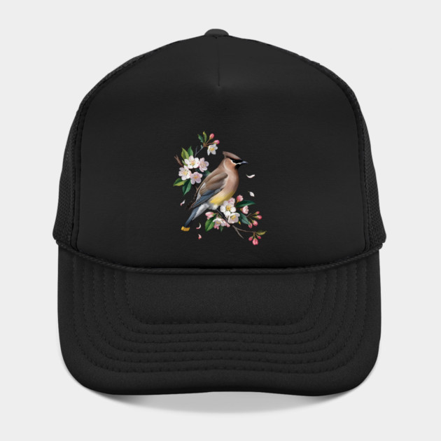 Vintage Cedar Waxwing with Spring Blossoms by BirdsnStuff