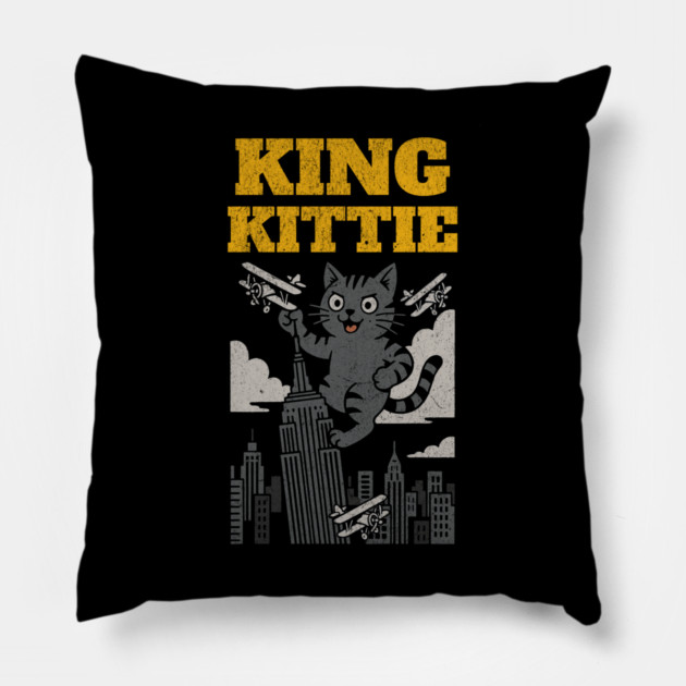 King Kittie – Giant Cat City Takeover Pillow by DonWillisJrArt