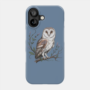 Vintage Barn Owl Perched with Botanical Lavender Phone Case