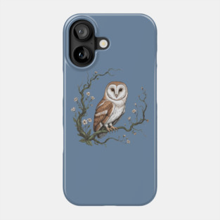 Vintage Barn Owl with Woodland Botanical Frame Phone Case