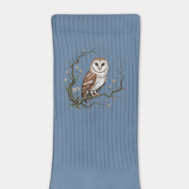 Vintage Barn Owl with Woodland Botanical Frame by BirdsnStuff