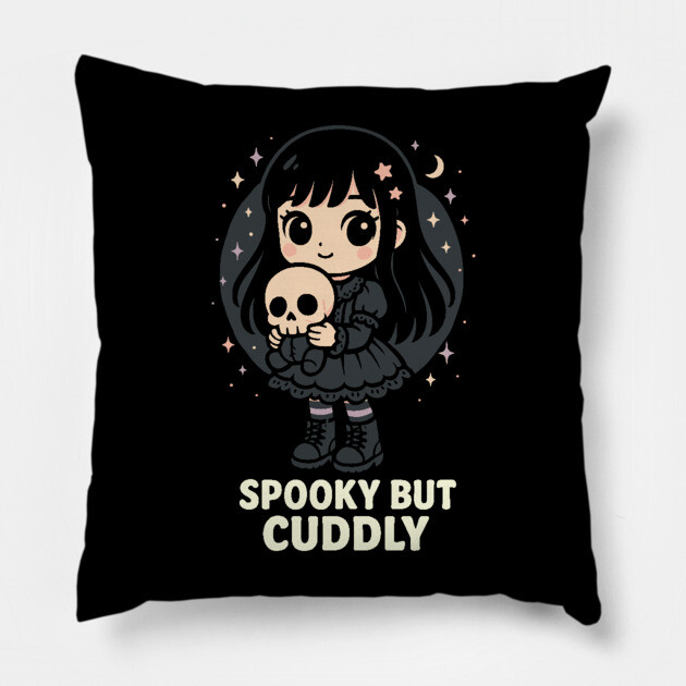 Spooky But Cuddly Goth Kawaii Pillow by belownormal