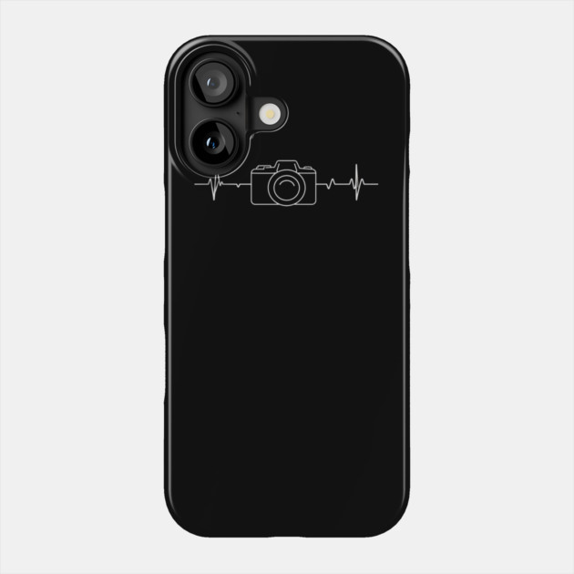 Minimalist Camera Heartbeat Photo. camera heartbeat, photography lover, minimalist photo, creative passion. Phone Case by OUTFITPAW