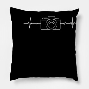 Minimalist Camera Heartbeat Photo. camera heartbeat, photography lover, minimalist photo, creative passion. Pillow